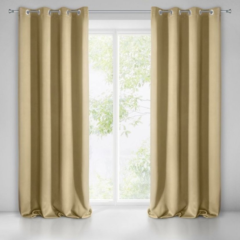 Bež zavjesa za zamračivanje s kružnim visećim okvirom