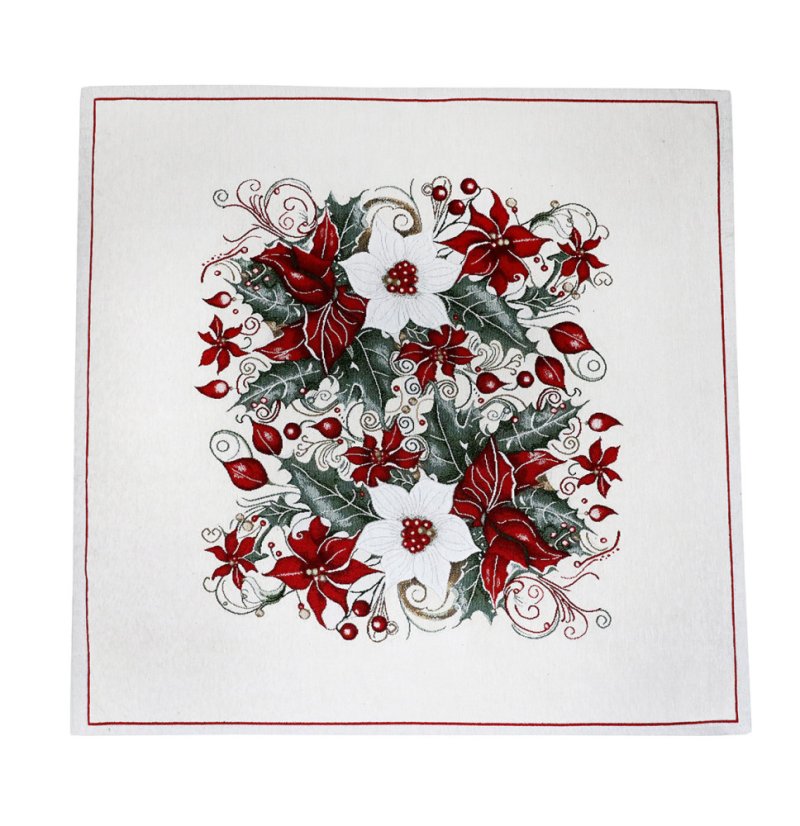 Vánoční gobelínový běhoun na stůl Vánoční růže