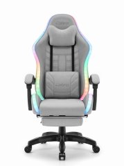 CABRO C501 gamerska stolica s LED rasvjetom i osloncem za noge, do 150 kg, siva