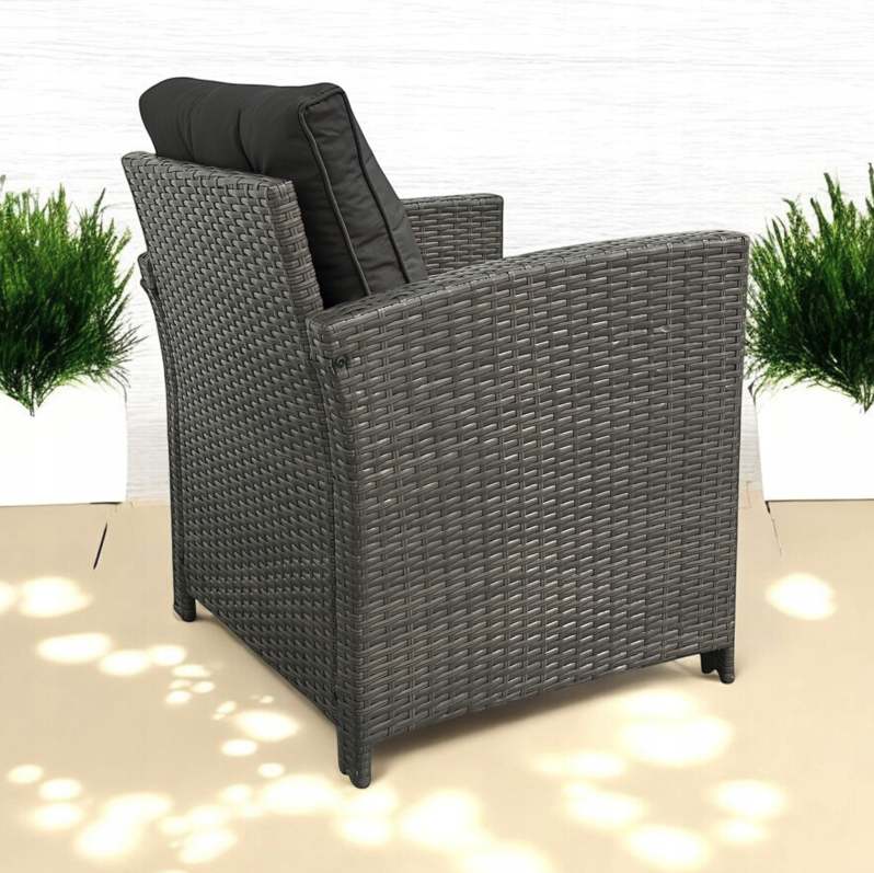 Set dvoch záhradných kresiel z technoratanu SFS020-SC - sivé + sivé vankúše