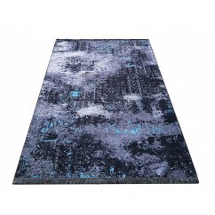 Mehrfarbiger Teppich mit silbernem und blauem Motiv