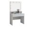 Tavolino da toilette bianco con specchio a LED, cassetti e scomparti