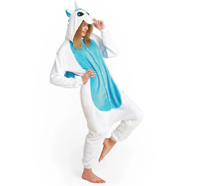 Tyrkysový kigurumi overal s motívom jednorožca veľkosť S