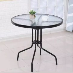 Okrúhly záhradný stôl 80 cm sklenený