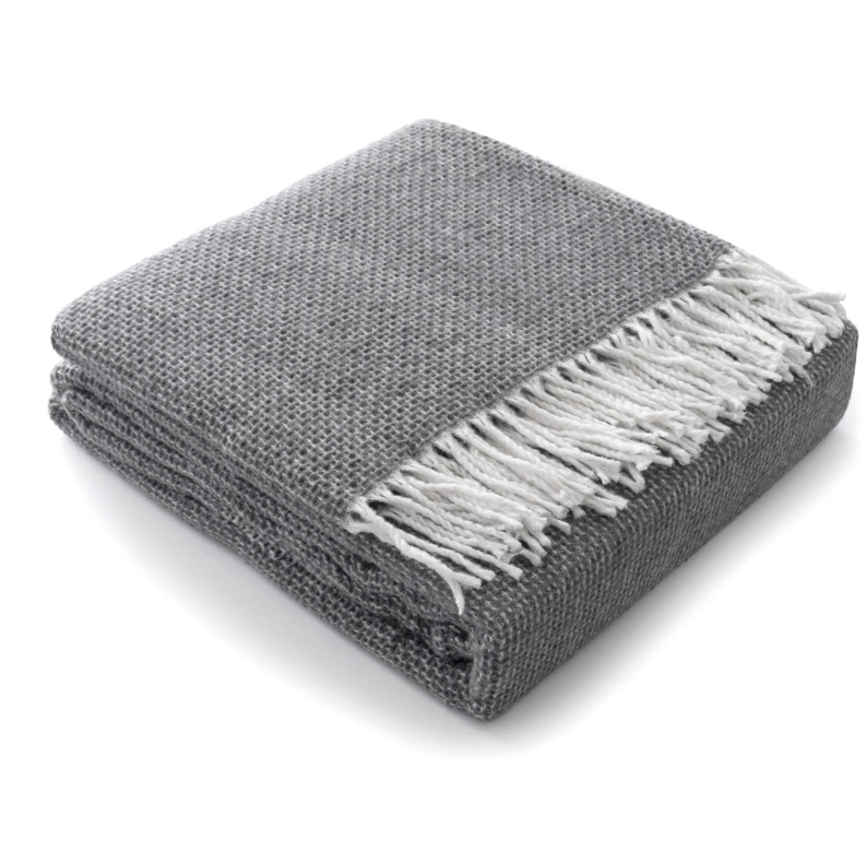 Turecká bavlnená deka s ozdobnými strapcami - sivá