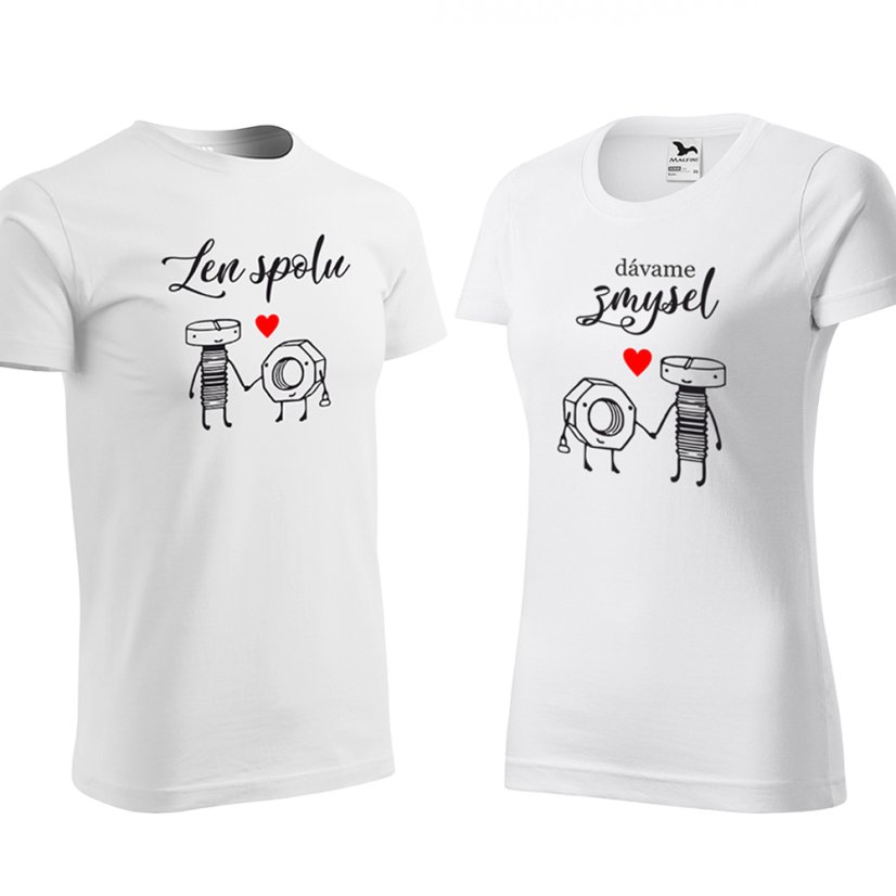 Biele tričká pre páry Len spolu dávame zmysel