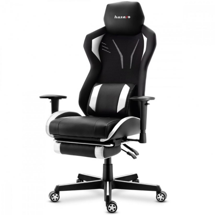 Udobna gaming stolica COMBAT 6.0 u crno-bijeloj kombinaciji boja