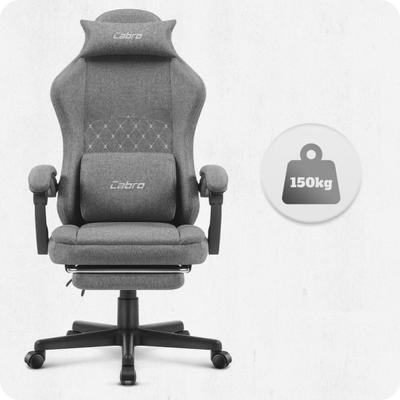 CABRO C503 dizajnerska gamerska stolica s osloncem za noge, do 150 kg, siva