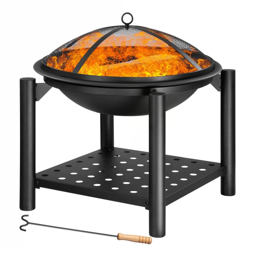 Kerti acél tűzrakó tál tárolórekesszel - 55 cm