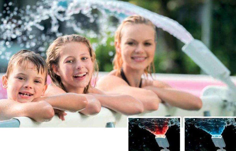 Farebná bazénová fontána s LED rozprašovačom