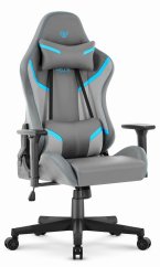 Herné ergonomické kreslo HC-2002 s nosnosťou 150 kg - sivé s modrými detailmi