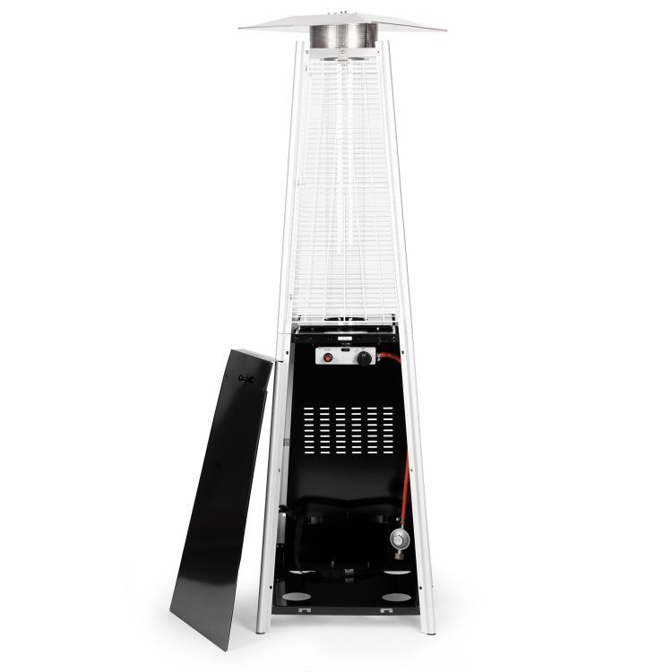 Plynový terasový ohřívač z nerezové oceli 11,5 kW se skleněným plamenem a regulací teploty