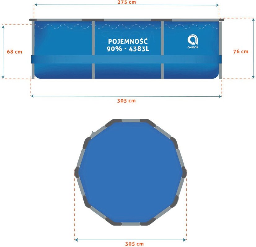 Bazin de grădină cu filtrare 305 x 76cm