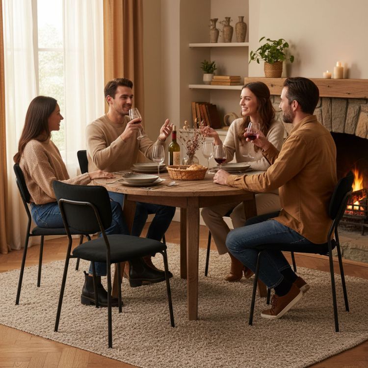 Set de 4 scaune de dining - scaune tapițate din catifea cu structură metalică