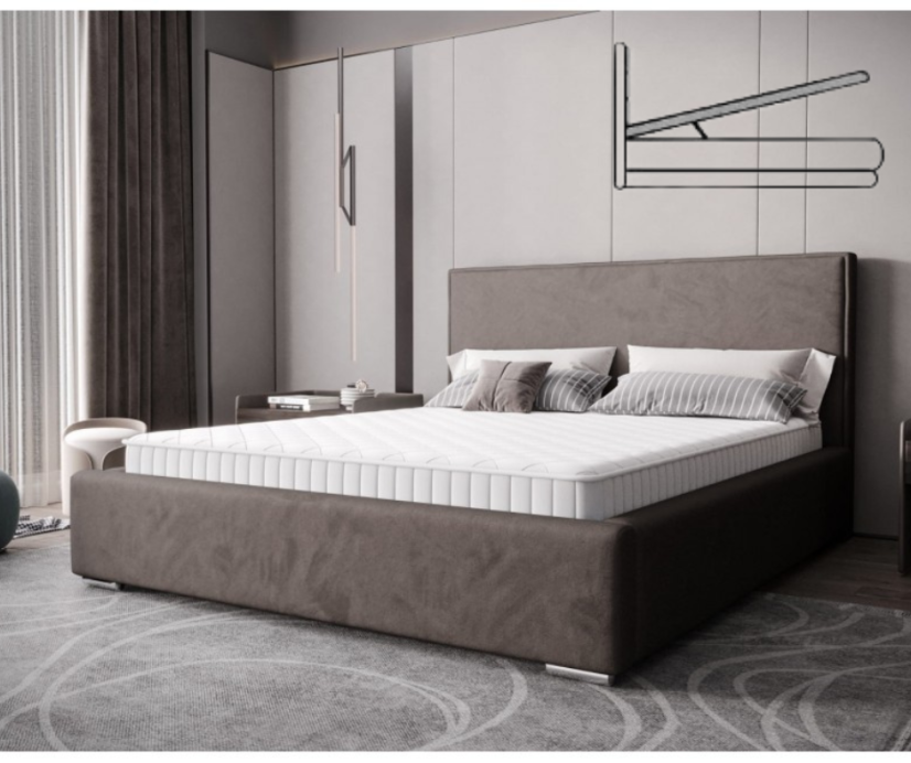 Időtlen kárpitozott ágy minimalista dizájnban, szürke színben 180 x 200 cm - Ágyneműtartó: Ágyneműtartóval Időtlen kárpitozott ágy minimalista dizájnban, szürke színben 180 x 200 cm - Ágyneműtartó: Ágyneműtartóval