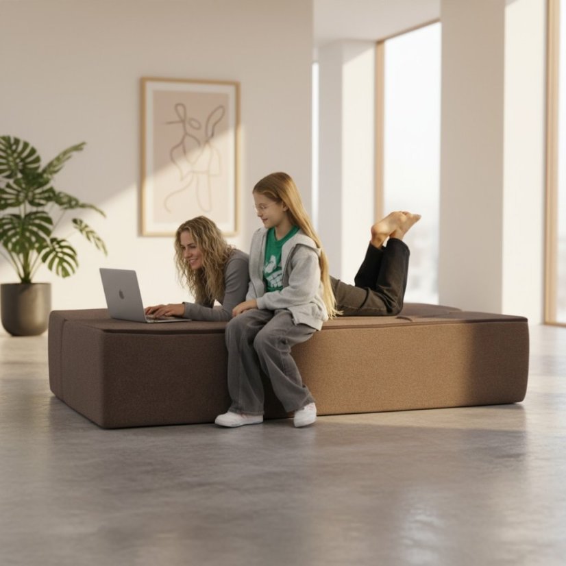 canapea extensibilă cu compresie maro cu dimensiuni de 200 x 80 cm