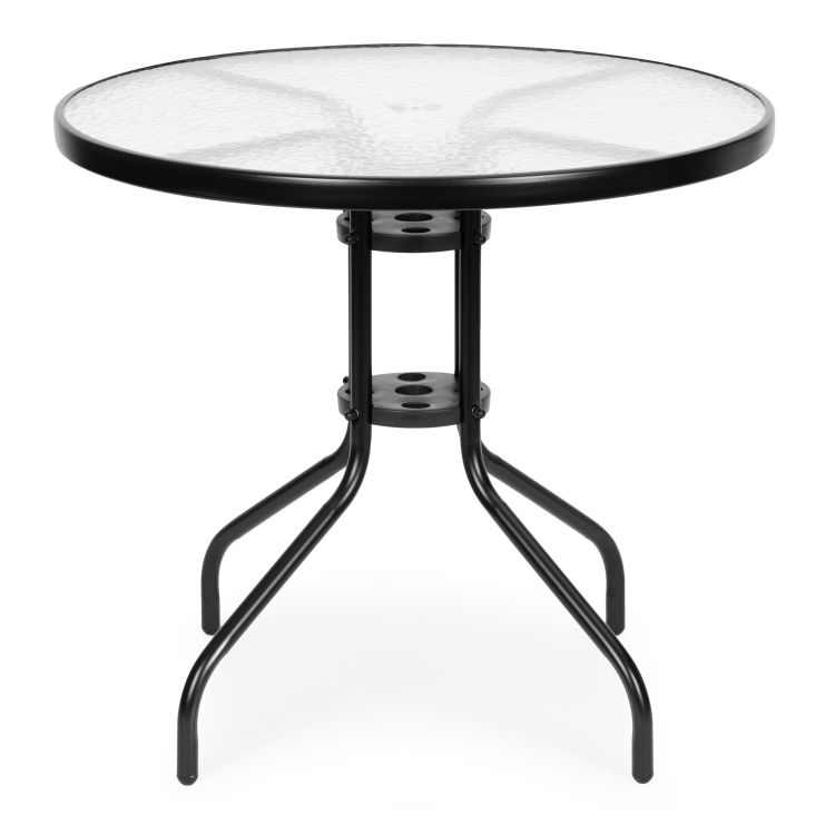 Okrúhly záhradný stôl 80 cm sklenený