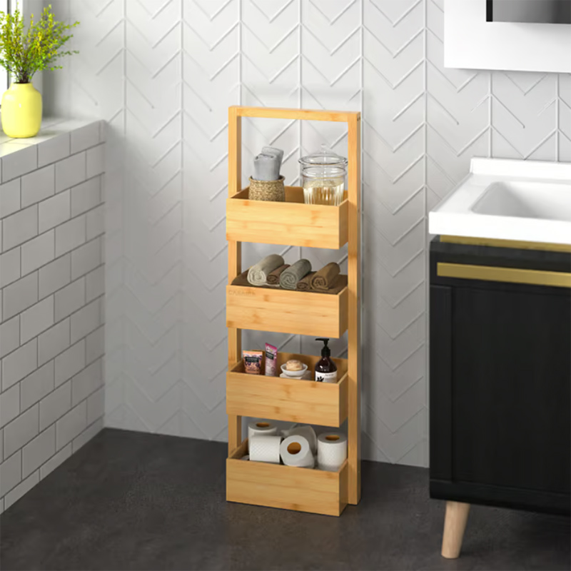 Raft din bambus cu 4 polițe - 88 x 16 x 28 cm