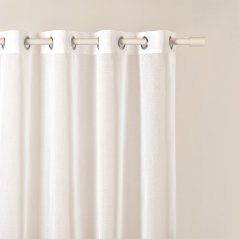 Hochwertige cremefarbene Gardine Flavia mit Rüschen auf Kreisen 350 x 250 cm