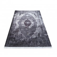 Luxusní vintage koberec šedé barvy s třásněmi