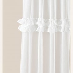 Weißer Vorhang FRILLA mit Rüschen auf silbernen Ösen 140 x 280 cm