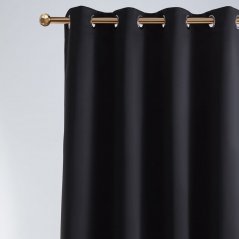 Razkošna zatemnitvena zavesa z vijaki v črni barvi 140 x 280 cm