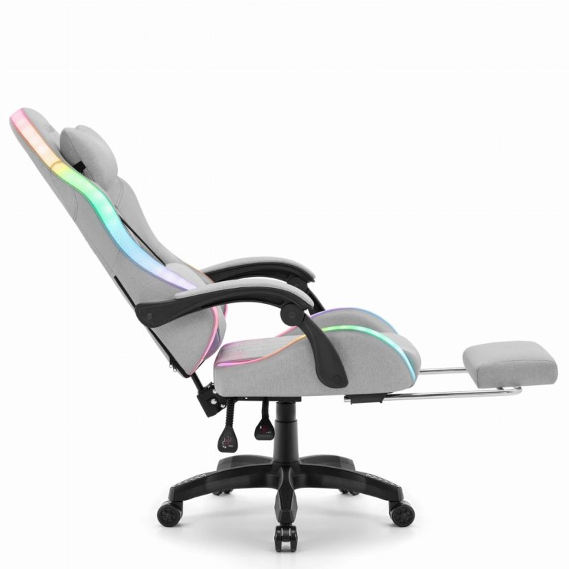 CABRO C501 gamerska stolica s LED rasvjetom i osloncem za noge, do 150 kg, siva