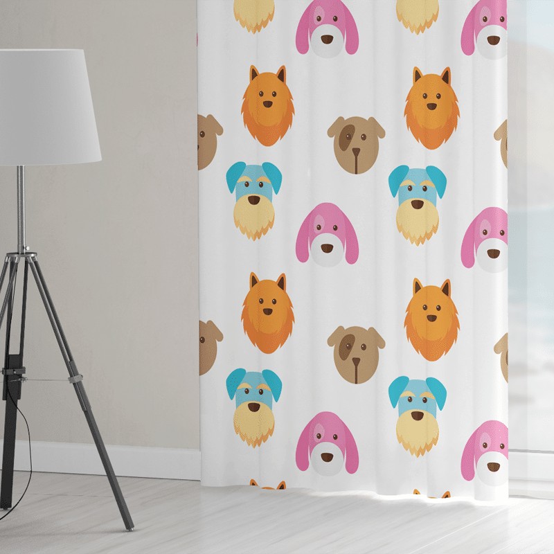 Krásné dekorativní závěsy do dětského pokoje šité na míru s potiskem psů