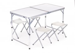 Klappbarer Catering-Tisch 119,5x60 cm weiß mit 4 Stühlen