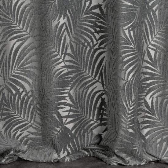 Perdea de design în culoarea gri cu motive naturale pe cercuri 140 x 250 cm
