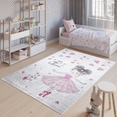 Kinderteppich mit Ballerina- und Kätzchenmotiv 