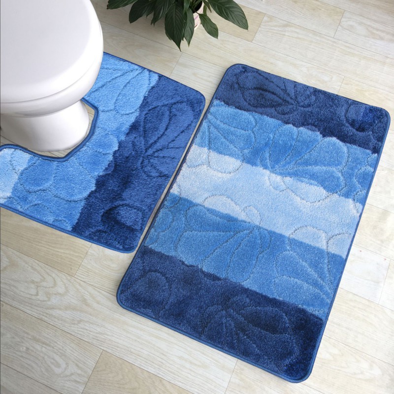 Kék fürdőszobai szőnyegkészlet - Méret: 50 cm x 80 cm + 40 cm x 50 cm
