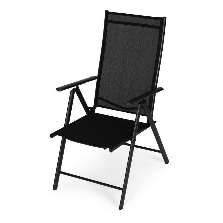 Set aus 2 klappbaren Gartenstühlen mit verstellbarer Rückenlehne - schwarz