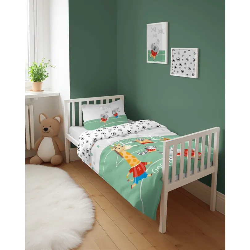 Bambusové posteľné obliečky do postieľky pre malého futbalistu – obojstranné