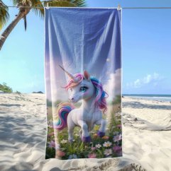 Telo mare per bambini con unicorno - asciugamano colorato ad asciugatura rapida