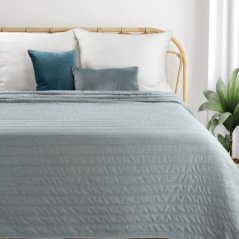Prešívaný prehoz na posteľ s ľanovou štruktúrou – kovovo modrý