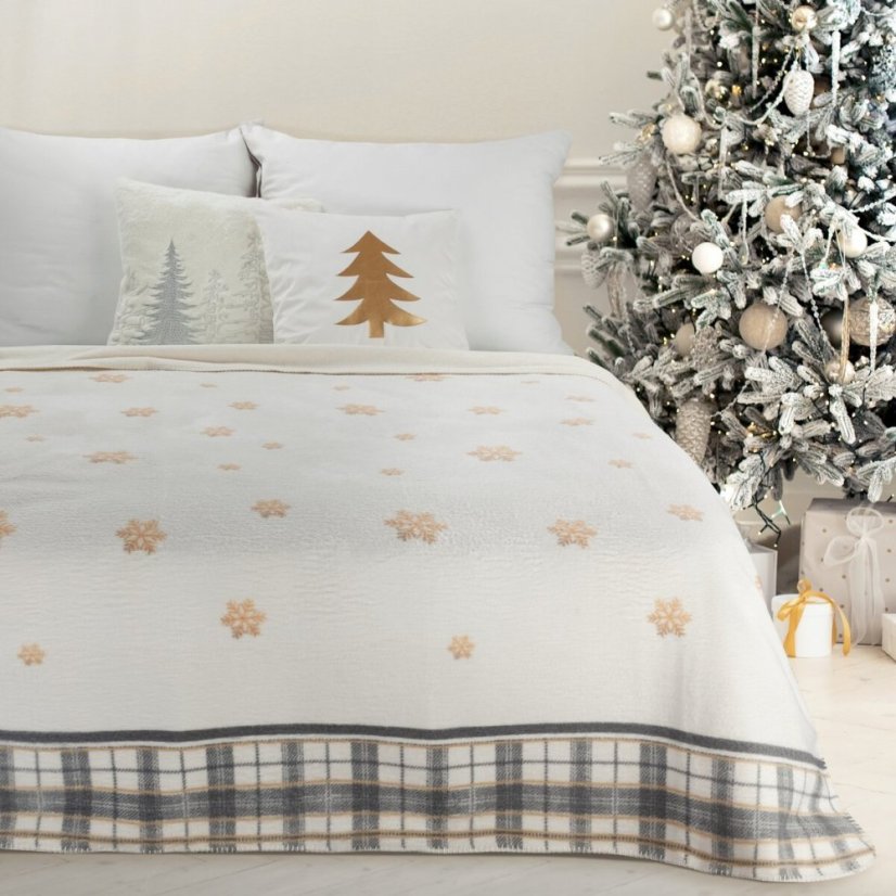 Jemná vianočná deka so zlatými vločkami