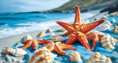 Plažna brisača z motivom školjk