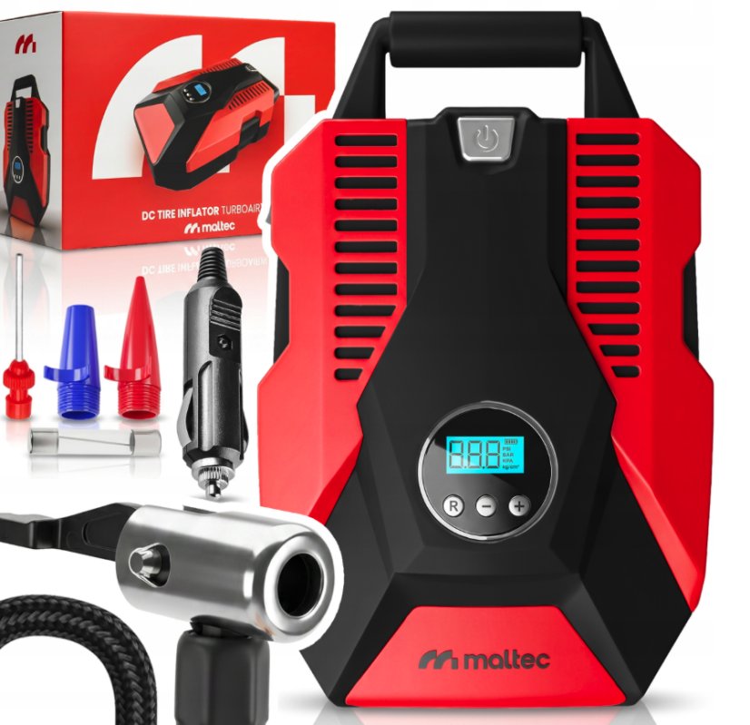 12 V auto kompresor MALTEC TURBOAIR100 s digitalnim zaslonom i LED rasvjetom