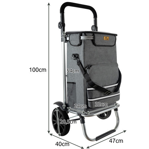 Großer Einkaufswagen 40 l - klappbar, mit verstellbarem Griff