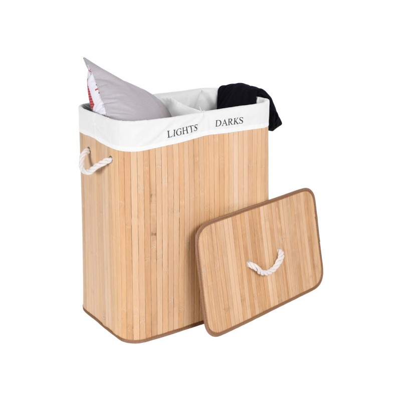 Kétrészes bambusz szennyeskosár 100 L