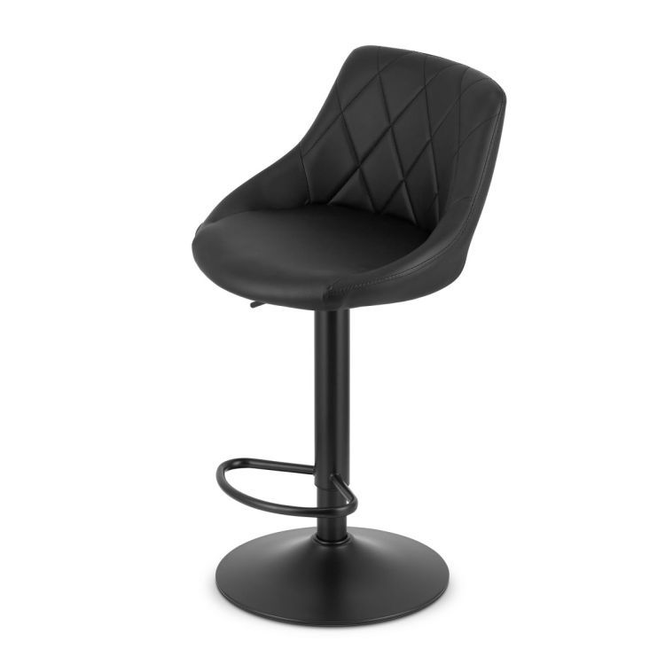 Scaun de bar pivotant, până la 110 kg – piele ecologică neagră