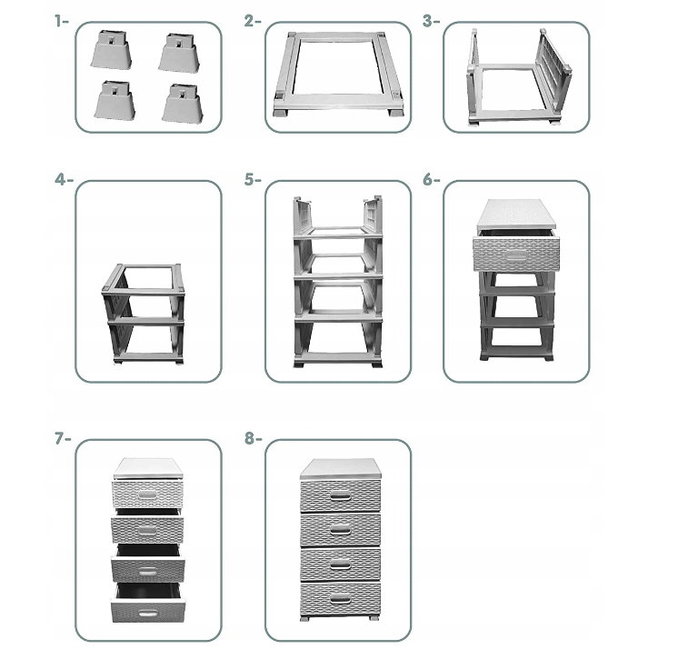 Čierna komoda s ratanovým dizajnom so 4 zásuvkami