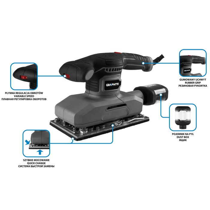 Vibračná brúska s výkonom 380W 59G329 GRAPHITE