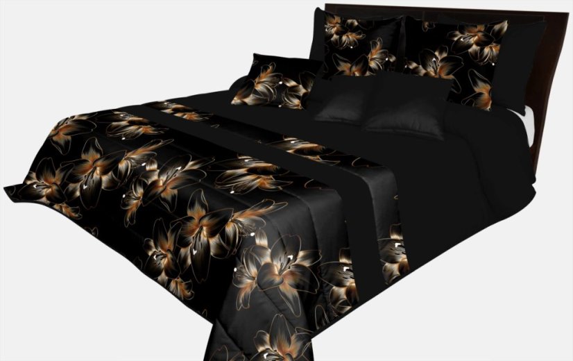 Přehoz v černé barvě s jemným květinovým vzorem Přehoz v černé barvě s jemným květinovým vzorem