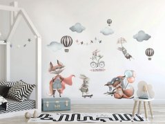 Nálepka na stenu do detskej izby s motívom lietajúcich zvieratiek