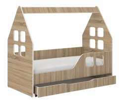 Letto per bambini con cassetto 140 x 70 cm in rovere sonoma destro