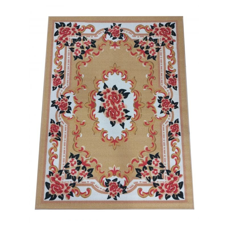 Krásný světle hnědý koberec s květinovým vzorem - Rozměr koberce: Šířka: 120 cm | Délka: 170 cm