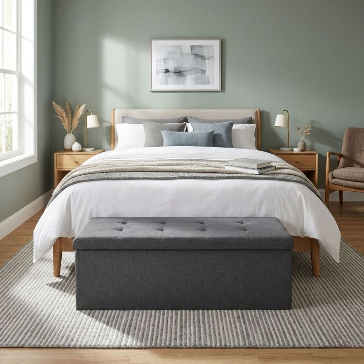 Taburetka s úložným priestorom – skladacia pufa 111 x 38 cm