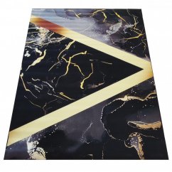 Луксозен черен килим със златна шарка